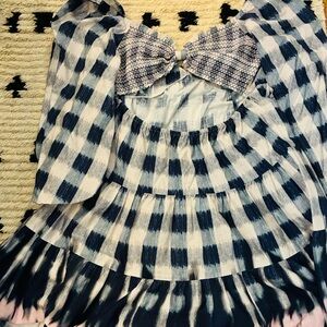 Chic Navy and White Patterned Dress